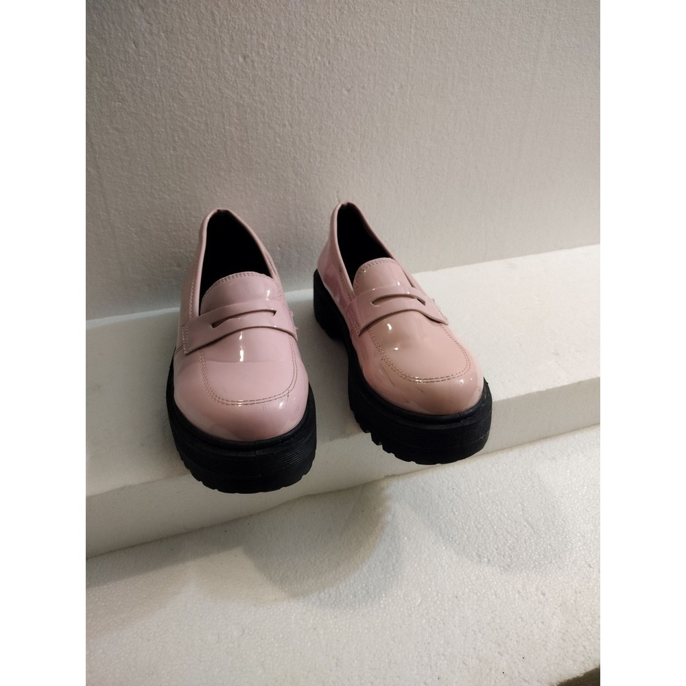 Qupid Loafers Womens 38 Pink Chunky Lug Platform Penny Loafers